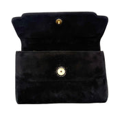 Gucci | Black Suede Flap Clutch | Woven Chain Strap | Gold Hardware