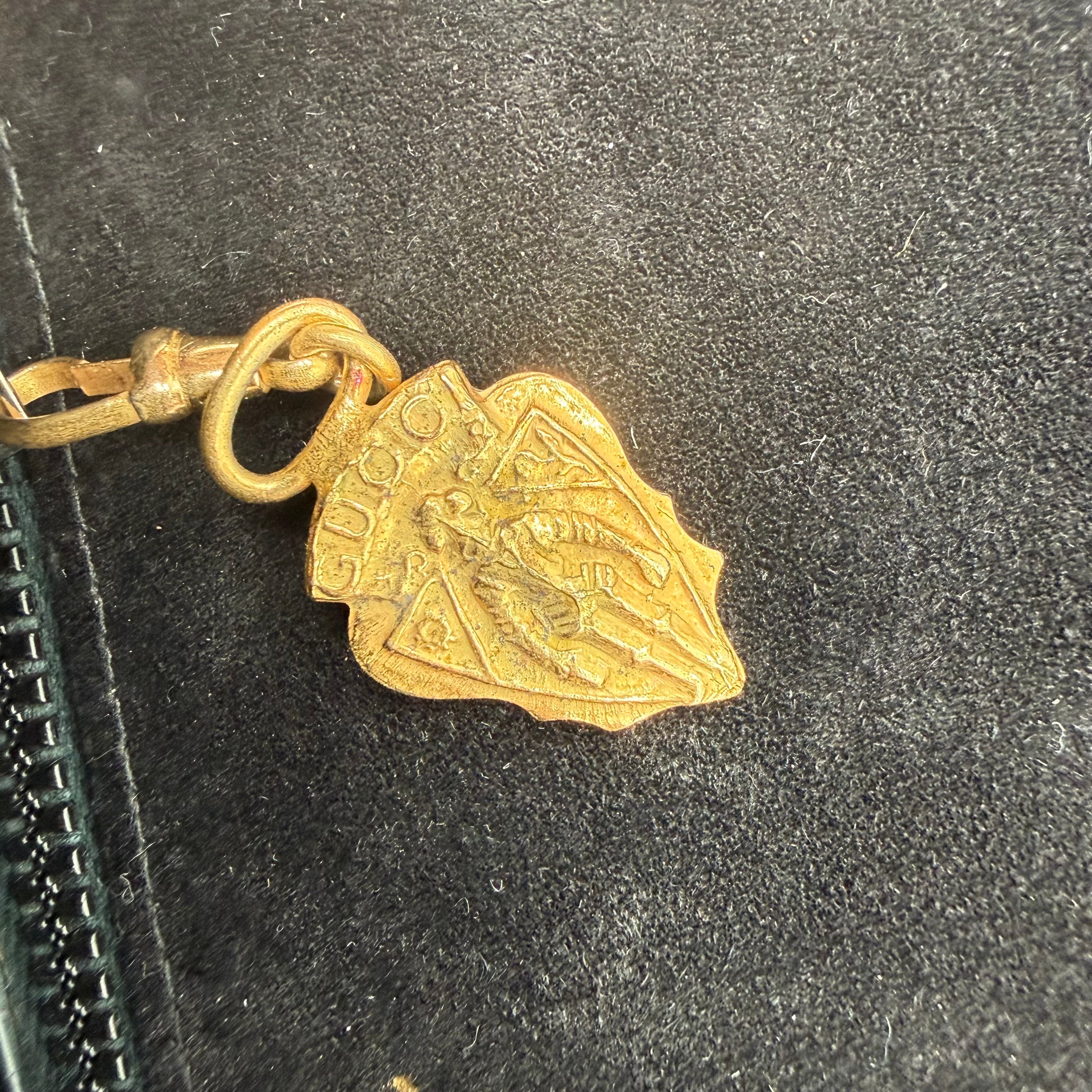 Gucci | Black Suede Flap Clutch | Woven Chain Strap | Gold Hardware