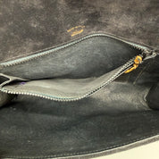 Gucci | Black Suede Flap Clutch | Woven Chain Strap | Gold Hardware
