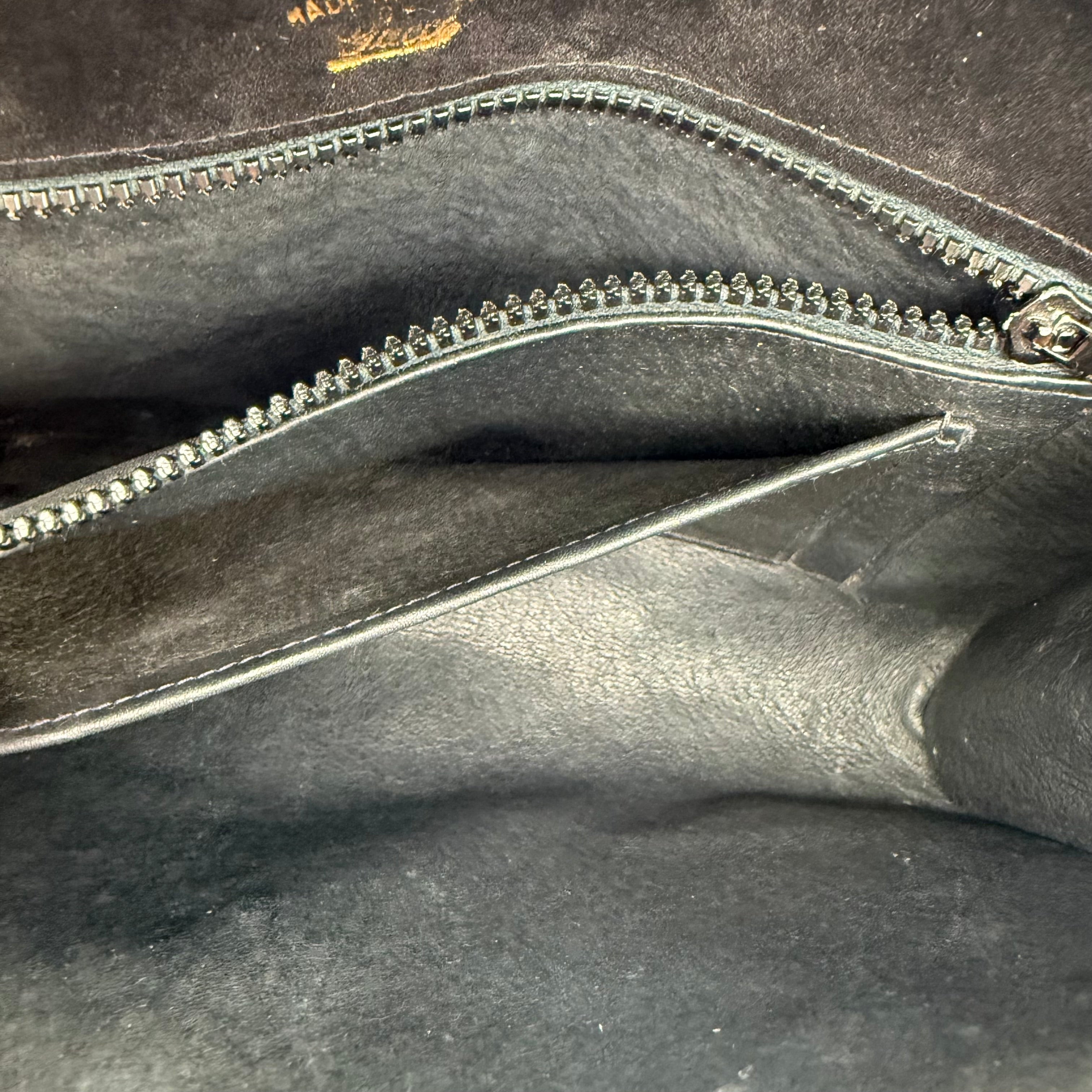 Gucci | Black Suede Flap Clutch | Woven Chain Strap | Gold Hardware