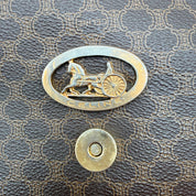 Céline | Macadam Canvas Flap Crossbody | Adjustable Leather Strap | Gold Hardware