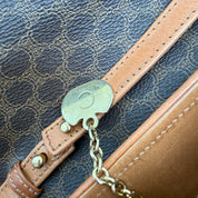Céline | Macadam Canvas Flap Crossbody | Adjustable Leather Strap | Gold Hardware