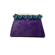 YSL | Purple Suede Zigzag Shoulder Bag | Woven Chevron Trim | Gold Hardware