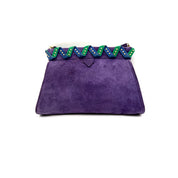 YSL | Purple Suede Zigzag Shoulder Bag | Woven Chevron Trim | Gold Hardware
