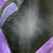 YSL | Purple Suede Zigzag Shoulder Bag | Woven Chevron Trim | Gold Hardware