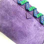 YSL | Purple Suede Zigzag Shoulder Bag | Woven Chevron Trim | Gold Hardware