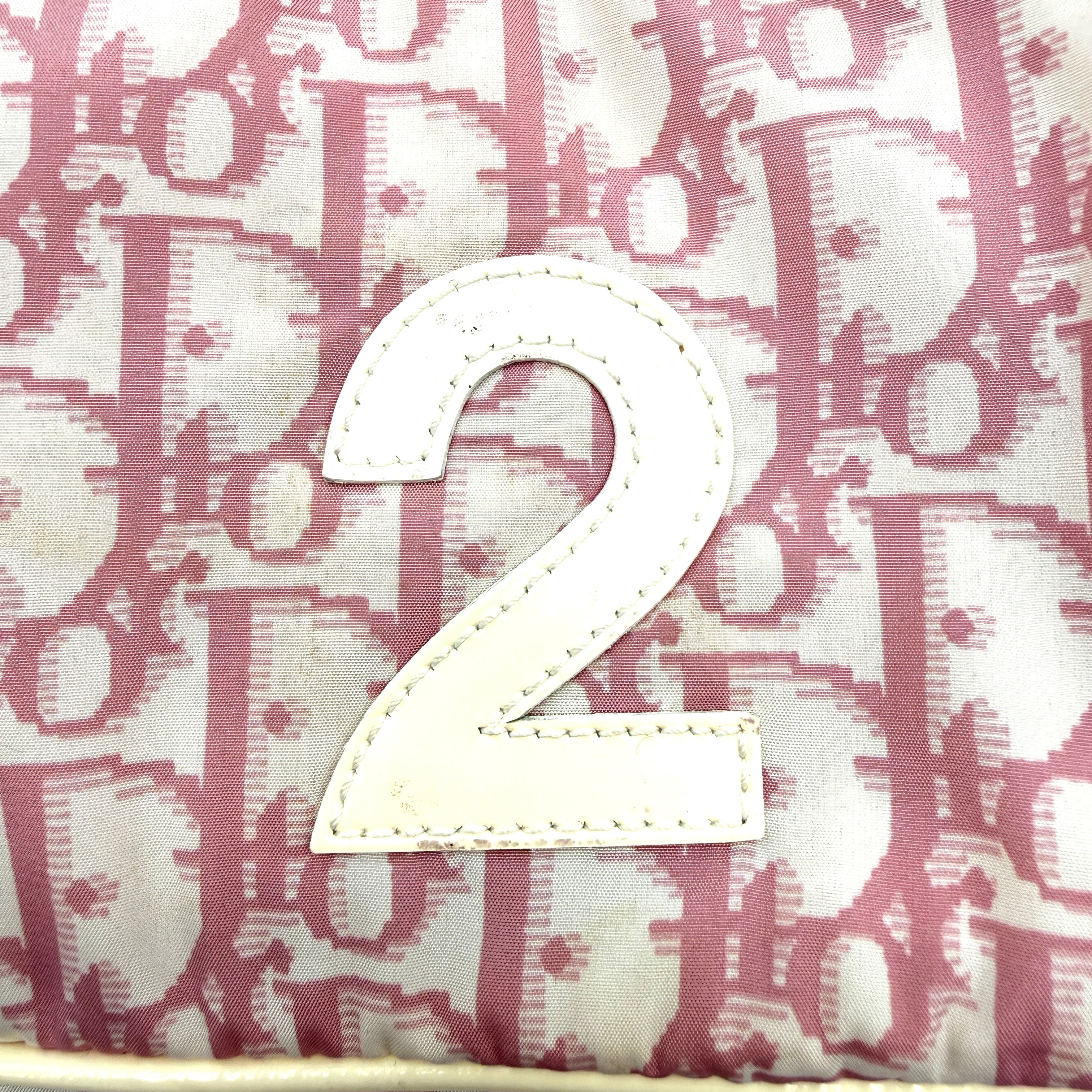 Christian Dior | Trotter Girly Pink Diorissimo Belt Bag | "2" Racing Stripe Detail | White Trim