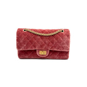 Chanel | 2.55 Reissue 225 Double Flap | Pink Velvet | Aged Gold Hardware