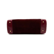 Gucci |  Vintage Burgundy Suede & Leather Top Handle Bag | Gold GG Shield Hardware