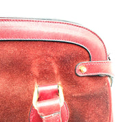 Gucci |  Vintage Burgundy Suede & Leather Top Handle Bag | Gold GG Shield Hardware