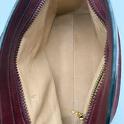 Gucci |  Vintage Burgundy Suede & Leather Top Handle Bag | Gold GG Shield Hardware