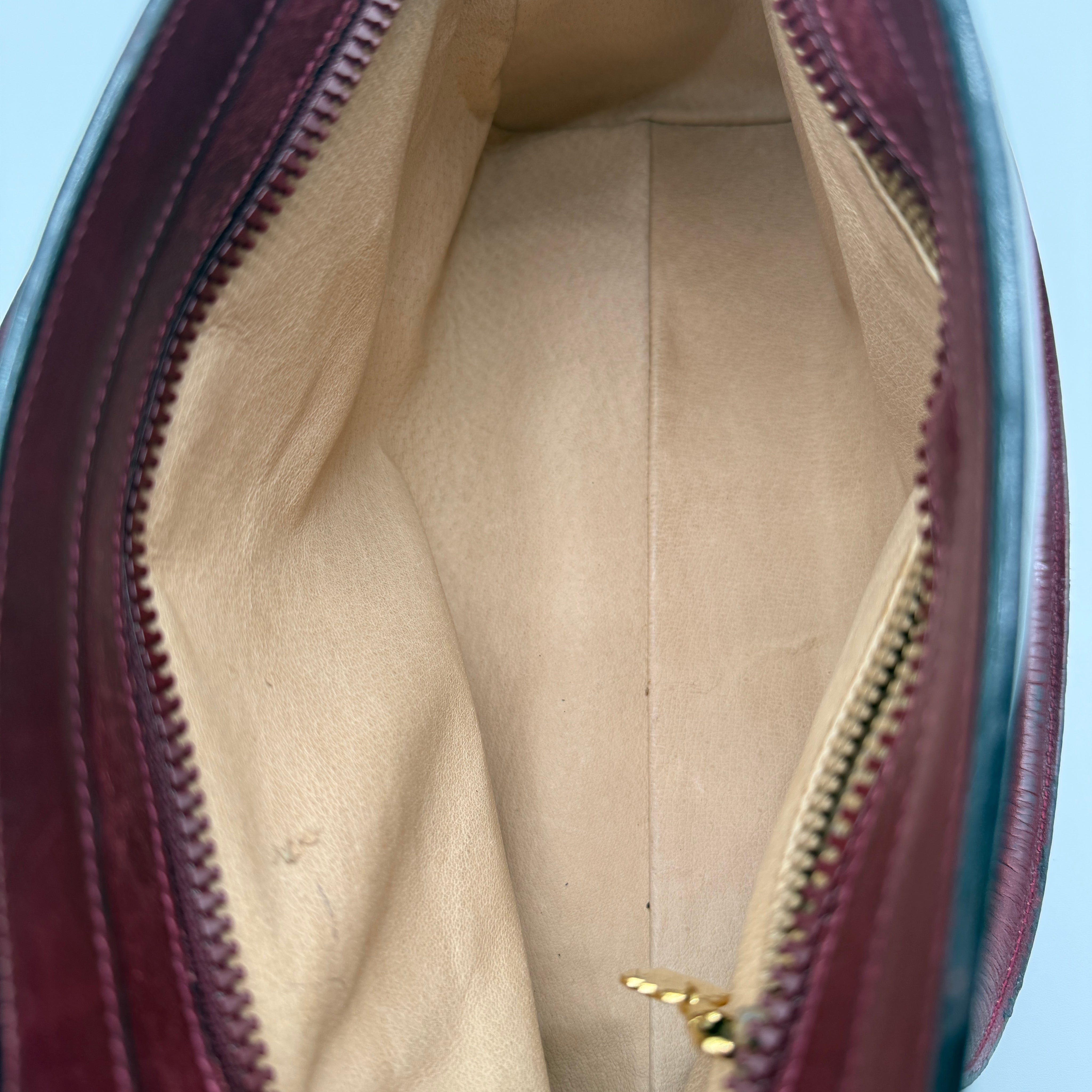Gucci |  Vintage Burgundy Suede & Leather Top Handle Bag | Gold GG Shield Hardware