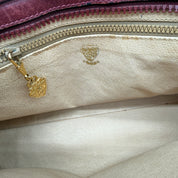 Gucci |  Vintage Burgundy Suede & Leather Top Handle Bag | Gold GG Shield Hardware