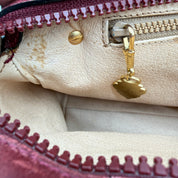 Gucci |  Vintage Burgundy Suede & Leather Top Handle Bag | Gold GG Shield Hardware