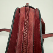 Gucci |  Vintage Burgundy Suede & Leather Top Handle Bag | Gold GG Shield Hardware