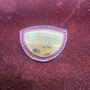 Gucci |  Vintage Burgundy Suede & Leather Top Handle Bag | Gold GG Shield Hardware