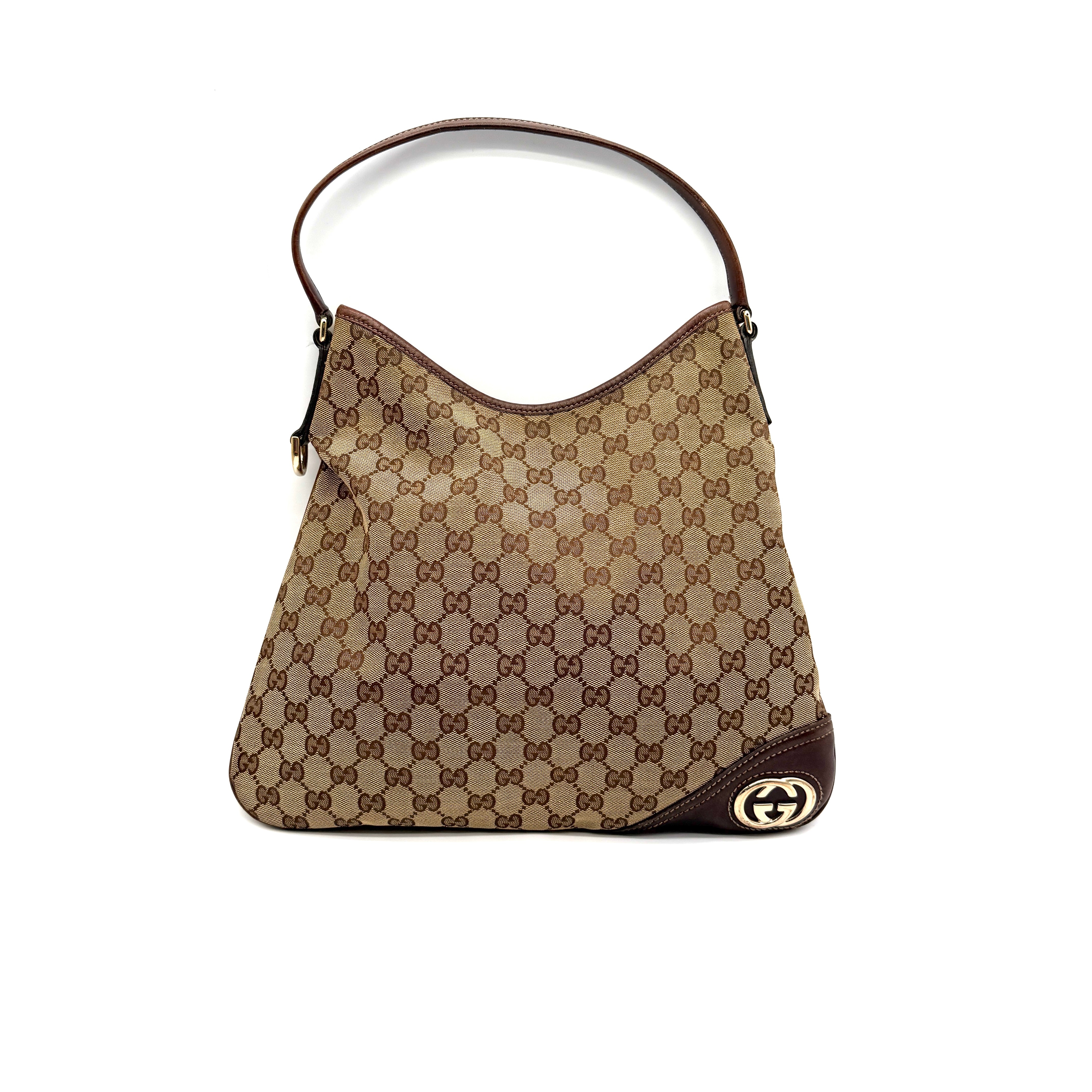 Gucci | GG Canvas Hobo Bag | Leather Trim | Gold Hardware