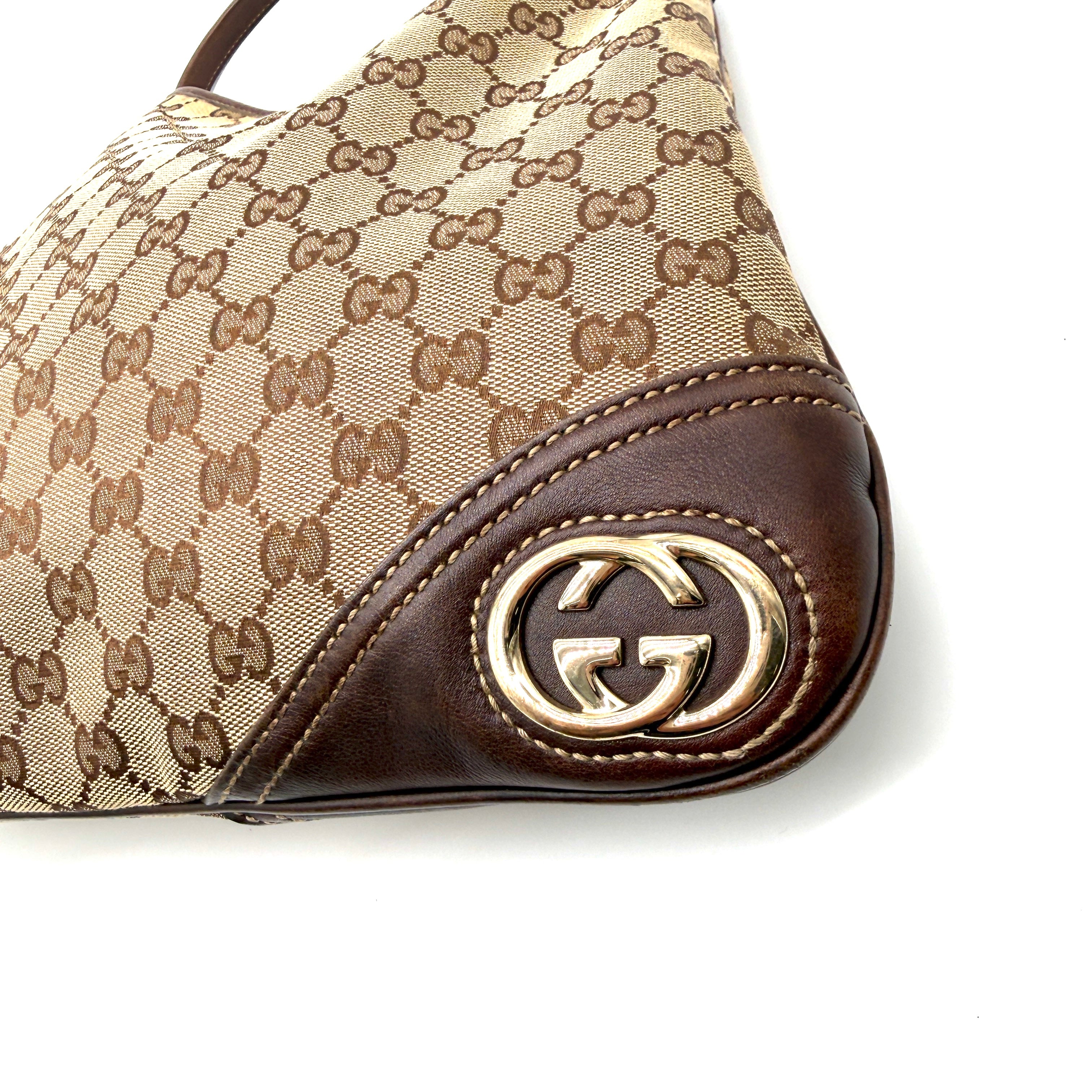 Gucci | GG Canvas Hobo Bag | Leather Trim | Gold Hardware