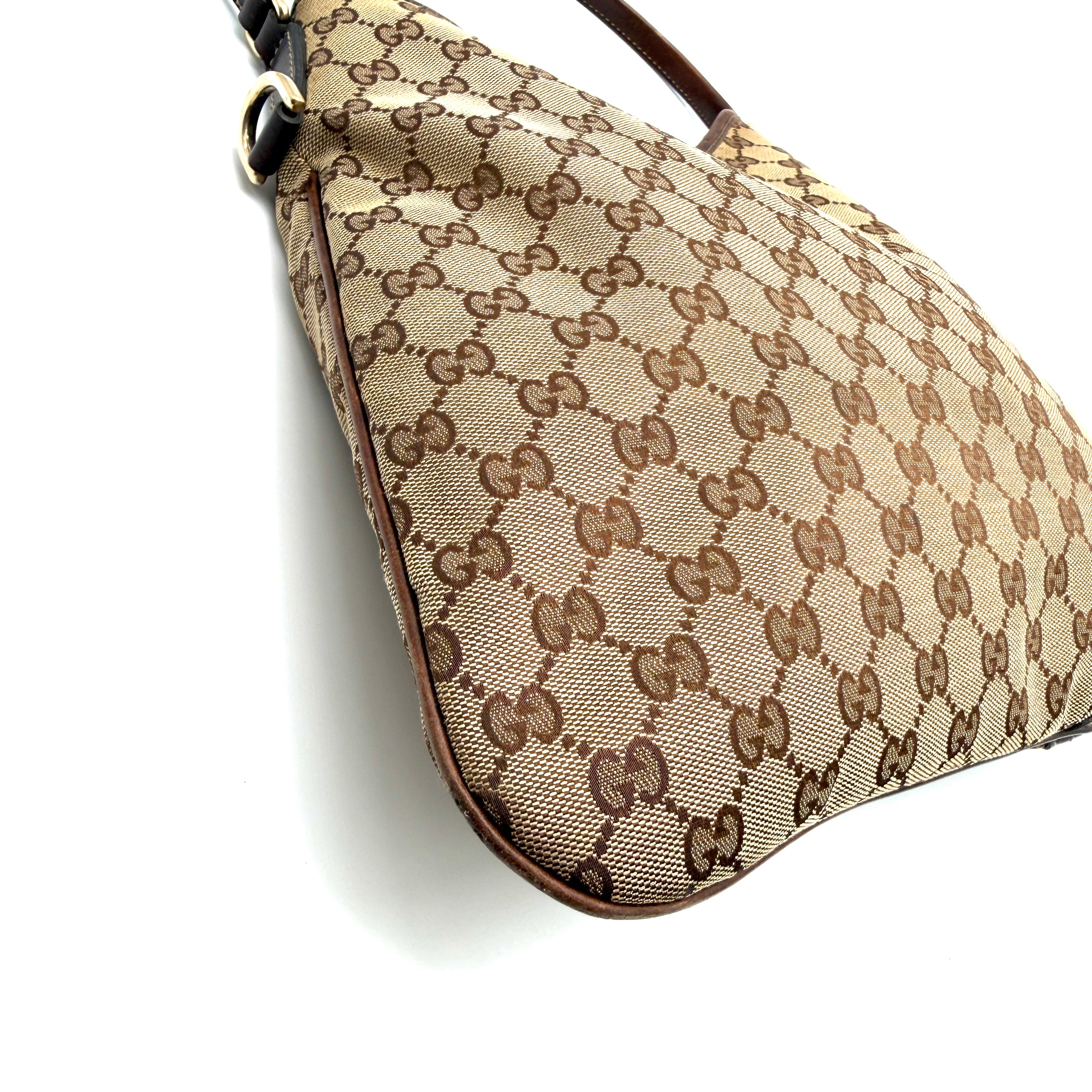 Gucci | GG Canvas Hobo Bag | Leather Trim | Gold Hardware