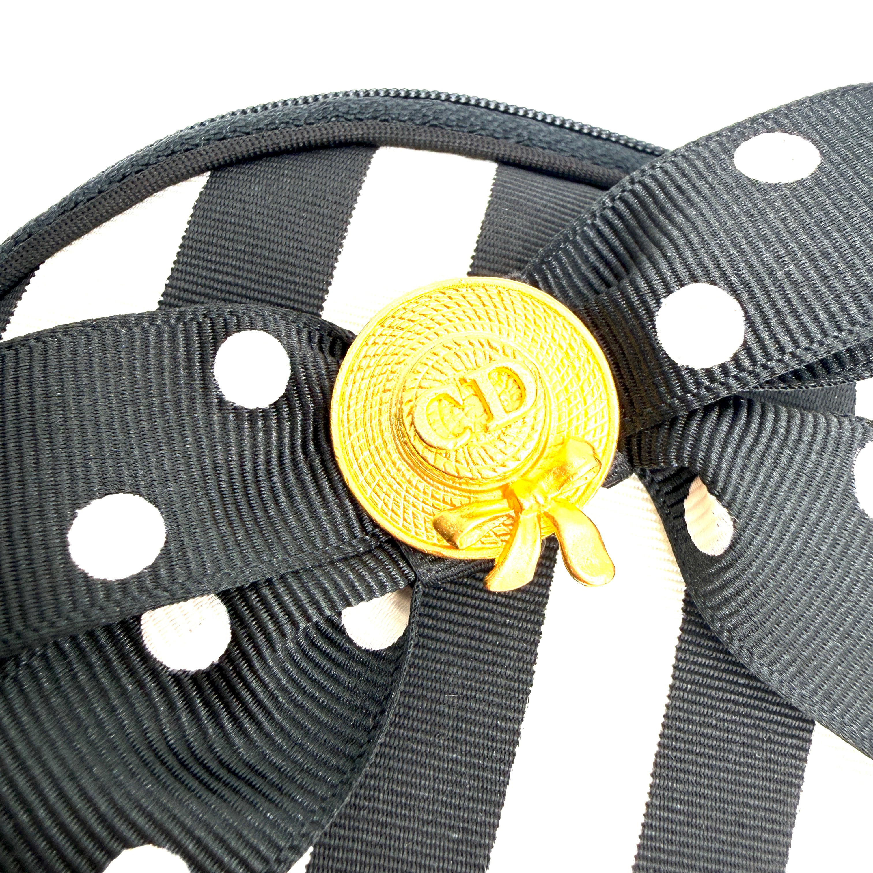 Christian Dior | Striped Cosmetic Pouch | Polka Dot Bow | Gold Hardware