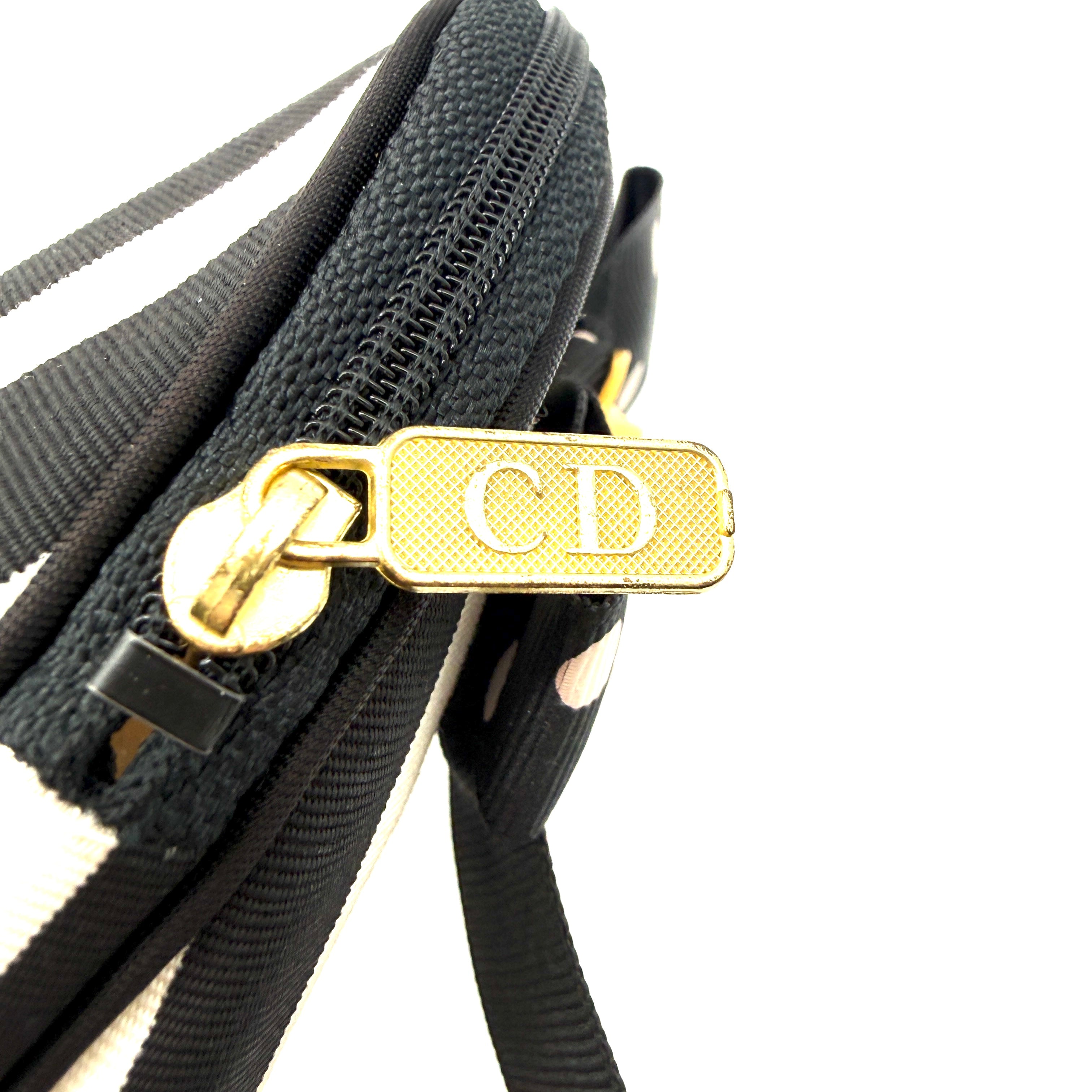 Christian Dior | Striped Cosmetic Pouch | Polka Dot Bow | Gold Hardware