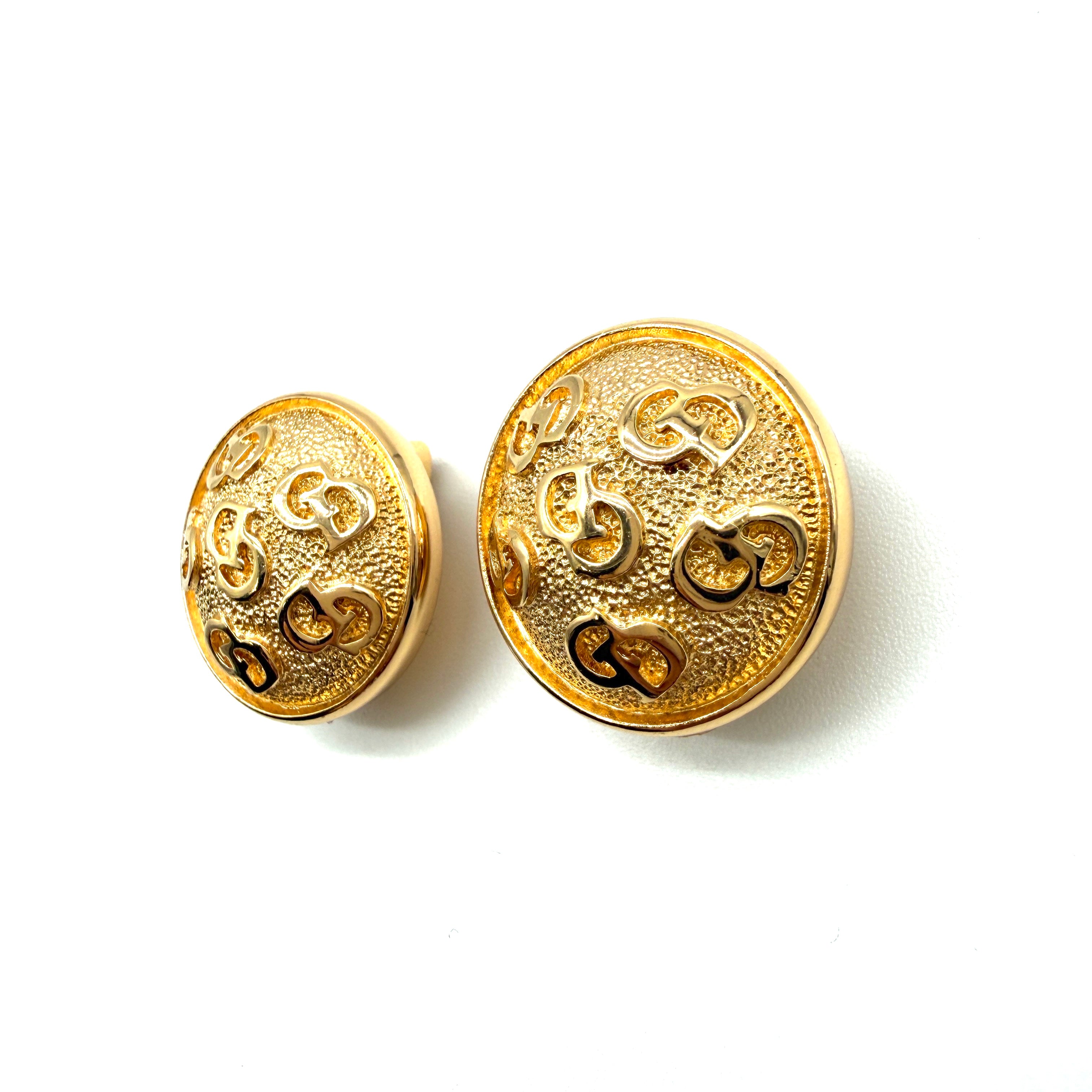 Christian Dior | CD Monogram Button Earrings | Gold-Tone | Clip-On