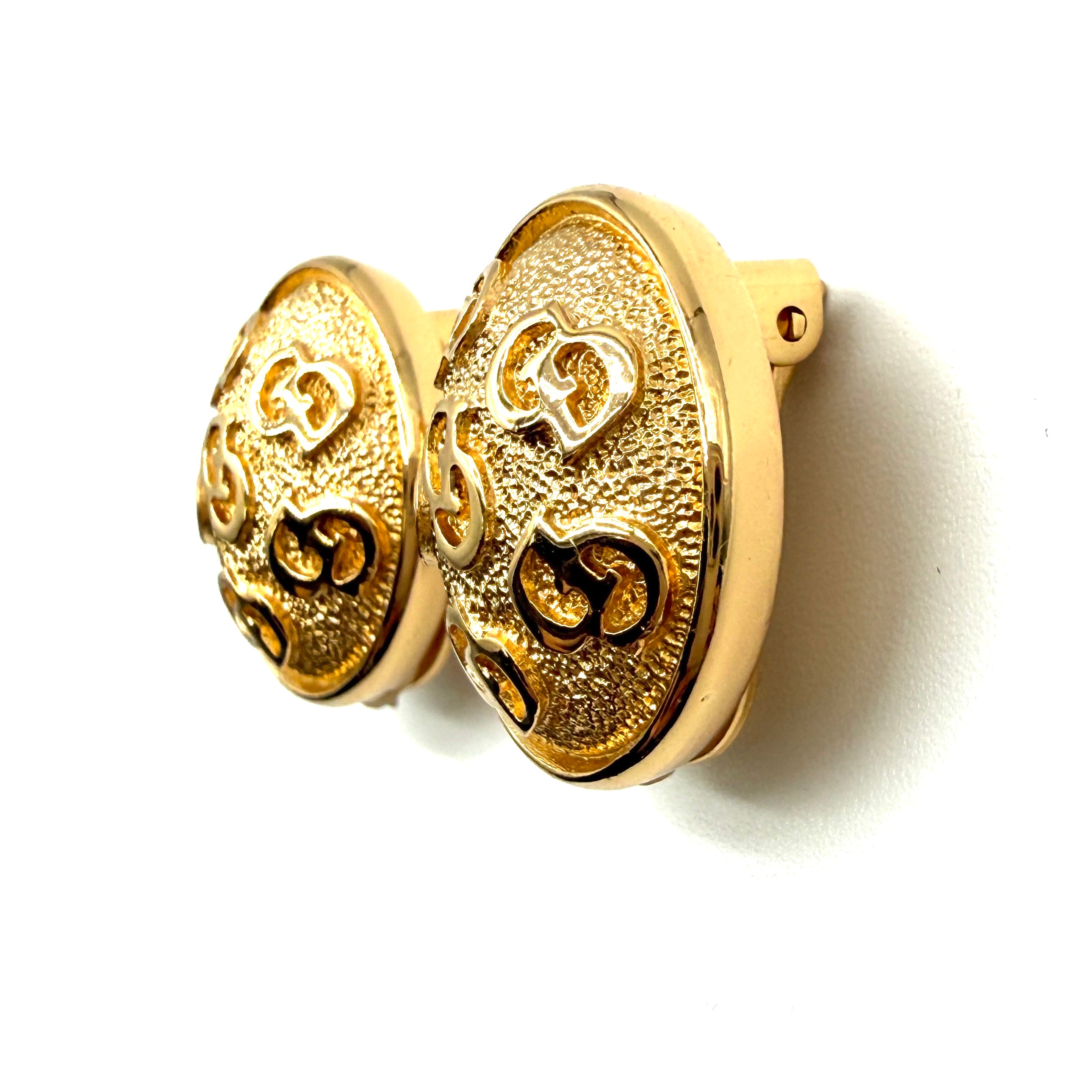 Christian Dior | CD Monogram Button Earrings | Gold-Tone | Clip-On