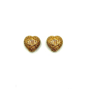 Christian Dior | Textured Heart Earrings | Gold-Tone | Clip-On