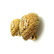 Christian Dior | Textured Heart Earrings | Gold-Tone | Clip-On