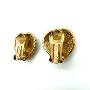 Christian Dior | Textured Heart Earrings | Gold-Tone | Clip-On