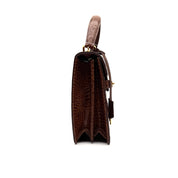 JRA | Crocodile Kelly-Style Handbag | Two-Tone Brown | Gold Hardware