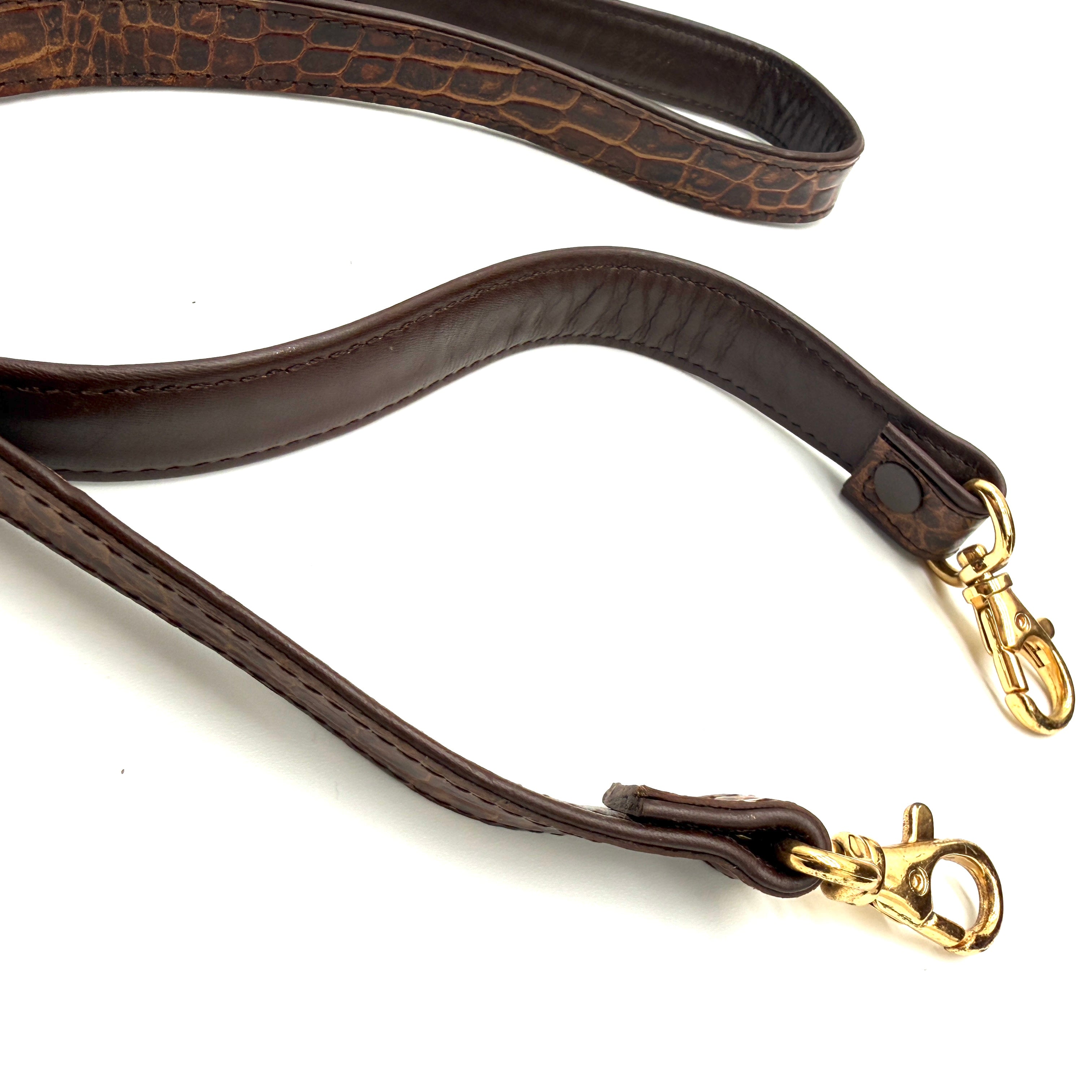 JRA | Crocodile Kelly-Style Handbag | Two-Tone Brown | Gold Hardware