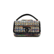Chanel | Tweed & Python-Trim Flap Bag | Top Handle | Gold-Tone