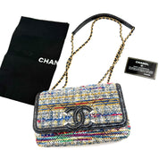 Chanel | Tweed & Python-Trim Flap Bag | Top Handle | Gold-Tone