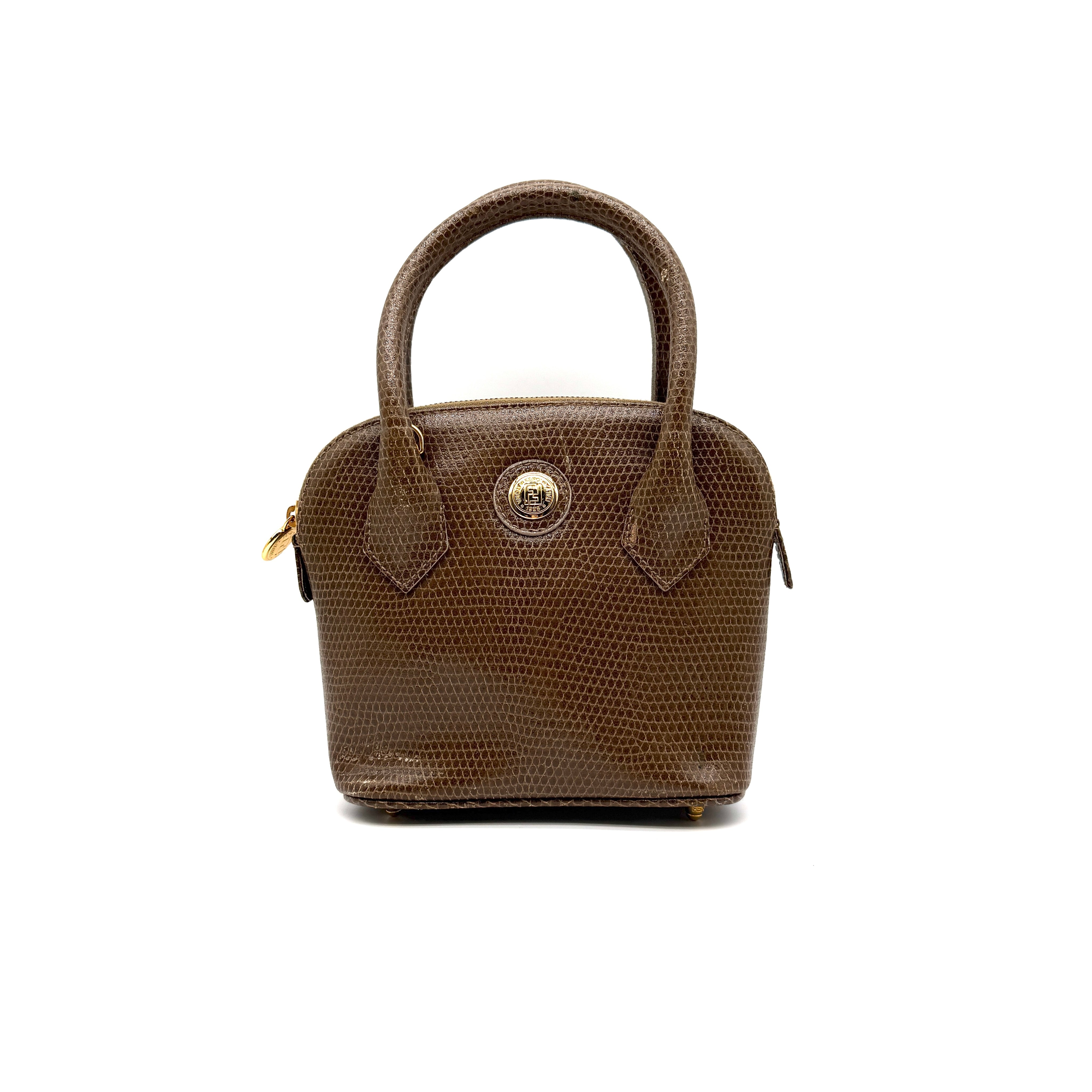 Fendi | Selleria Lizard Bowling Bag | Micro Top Handle | Gold-Tone