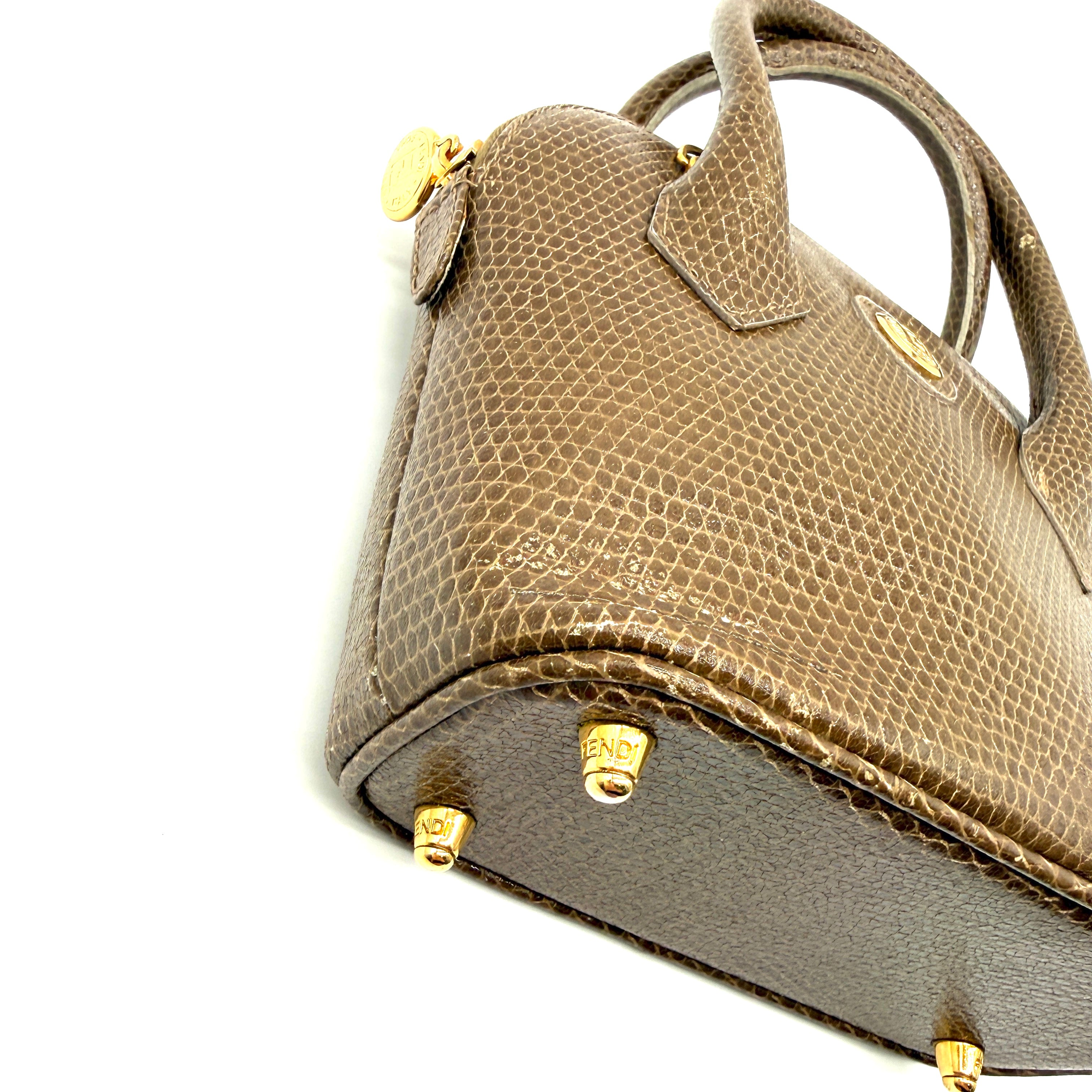 Fendi | Selleria Lizard Bowling Bag | Micro Top Handle | Gold-Tone