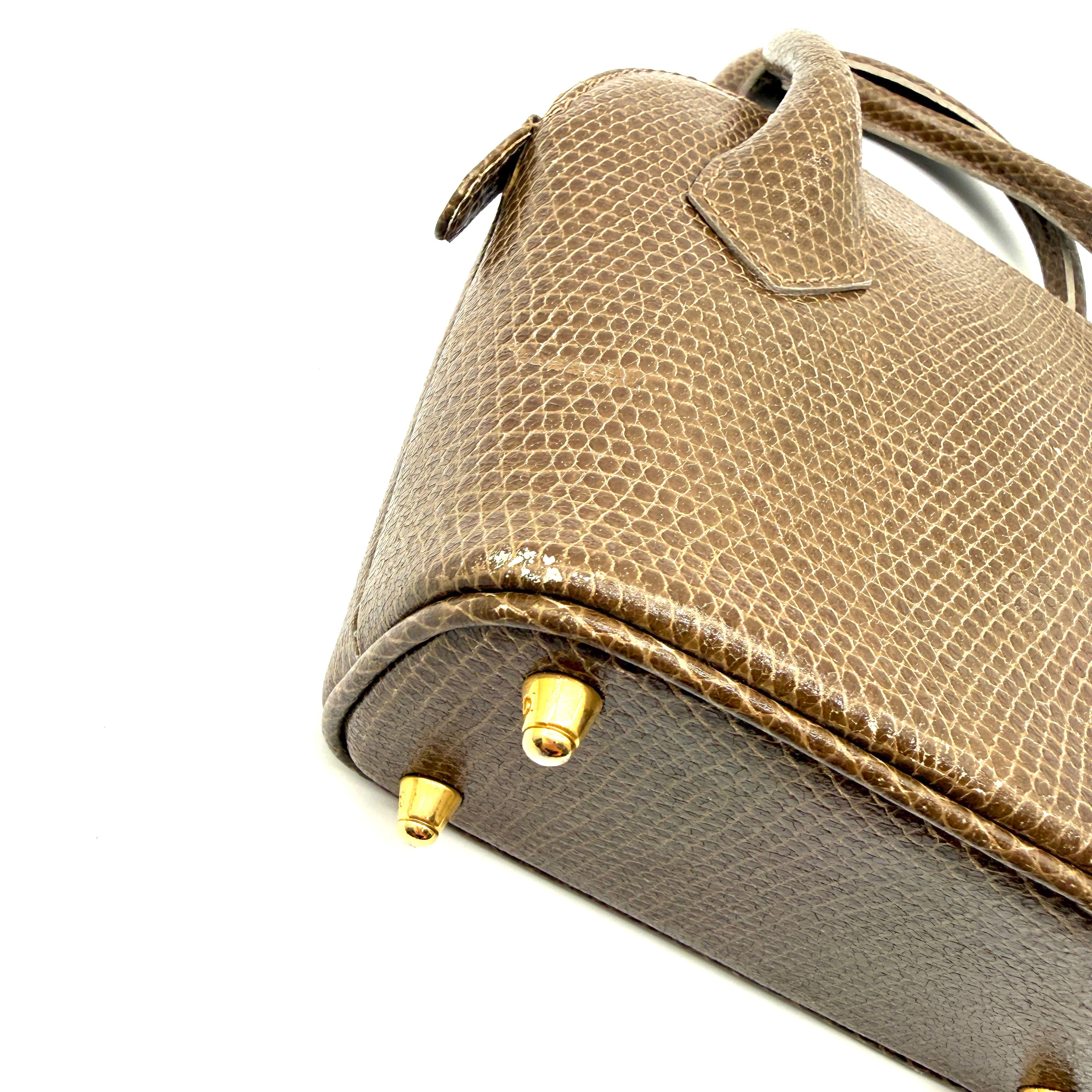 Fendi | Selleria Lizard Bowling Bag | Micro Top Handle | Gold-Tone