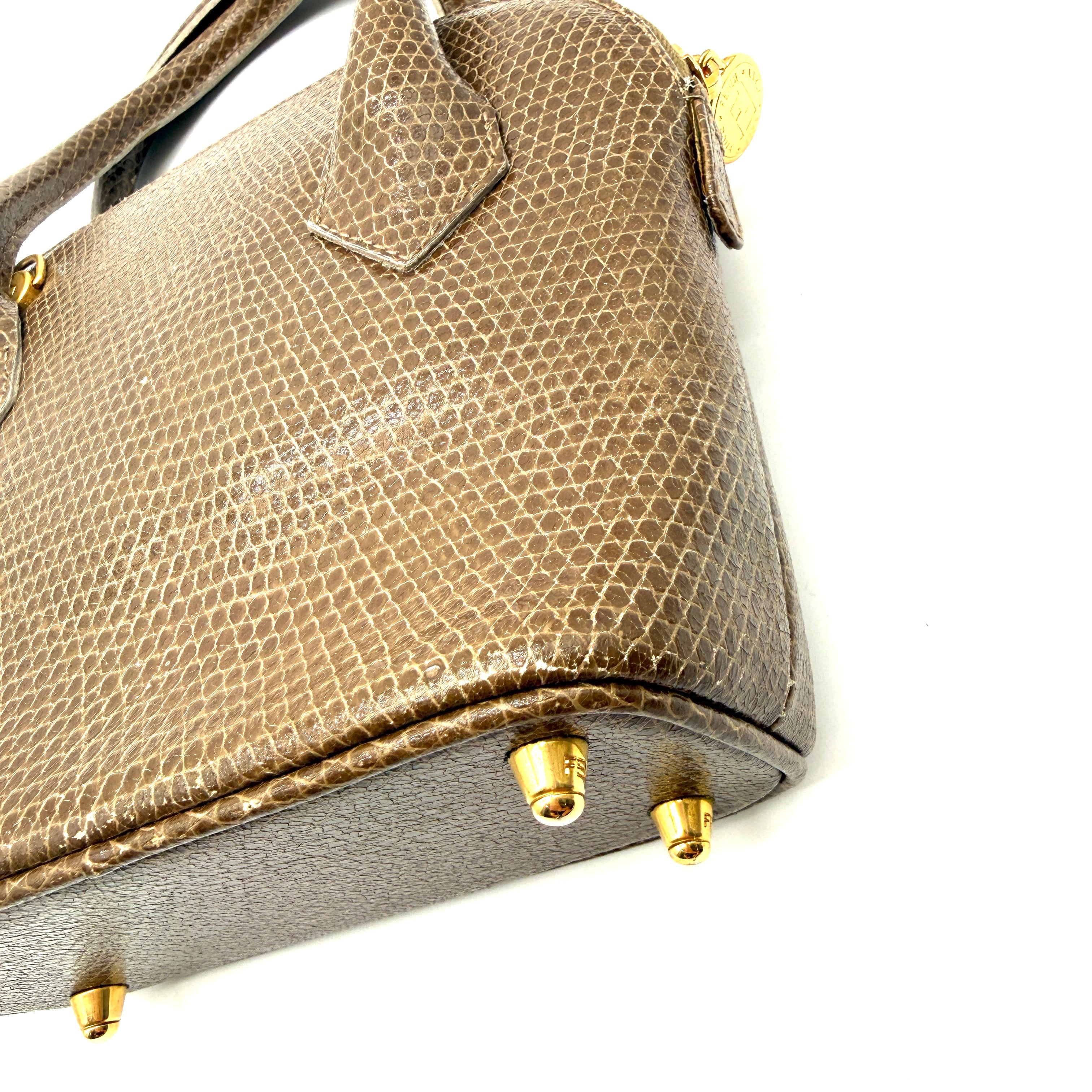 Fendi | Selleria Lizard Bowling Bag | Micro Top Handle | Gold-Tone