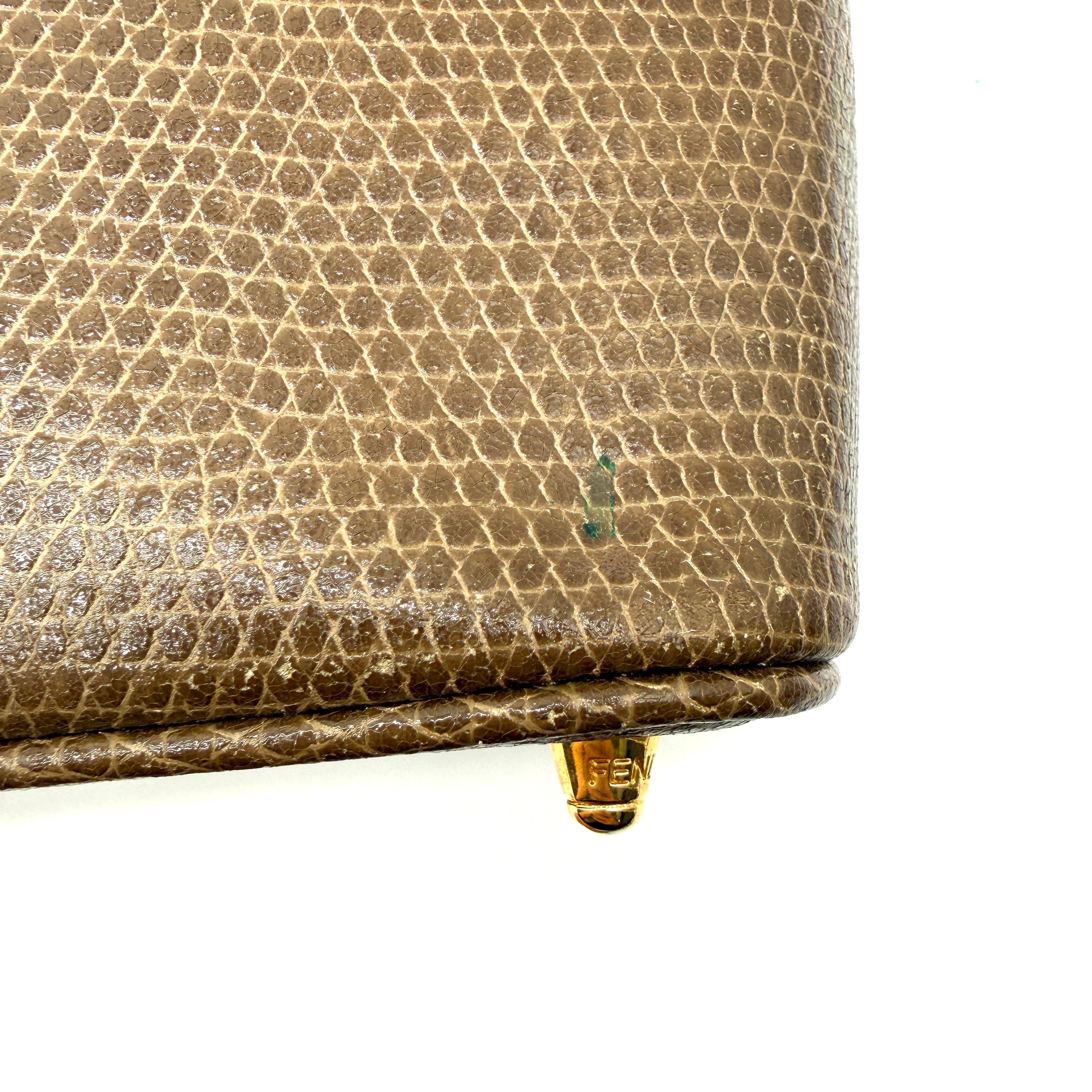 Fendi | Selleria Lizard Bowling Bag | Micro Top Handle | Gold-Tone