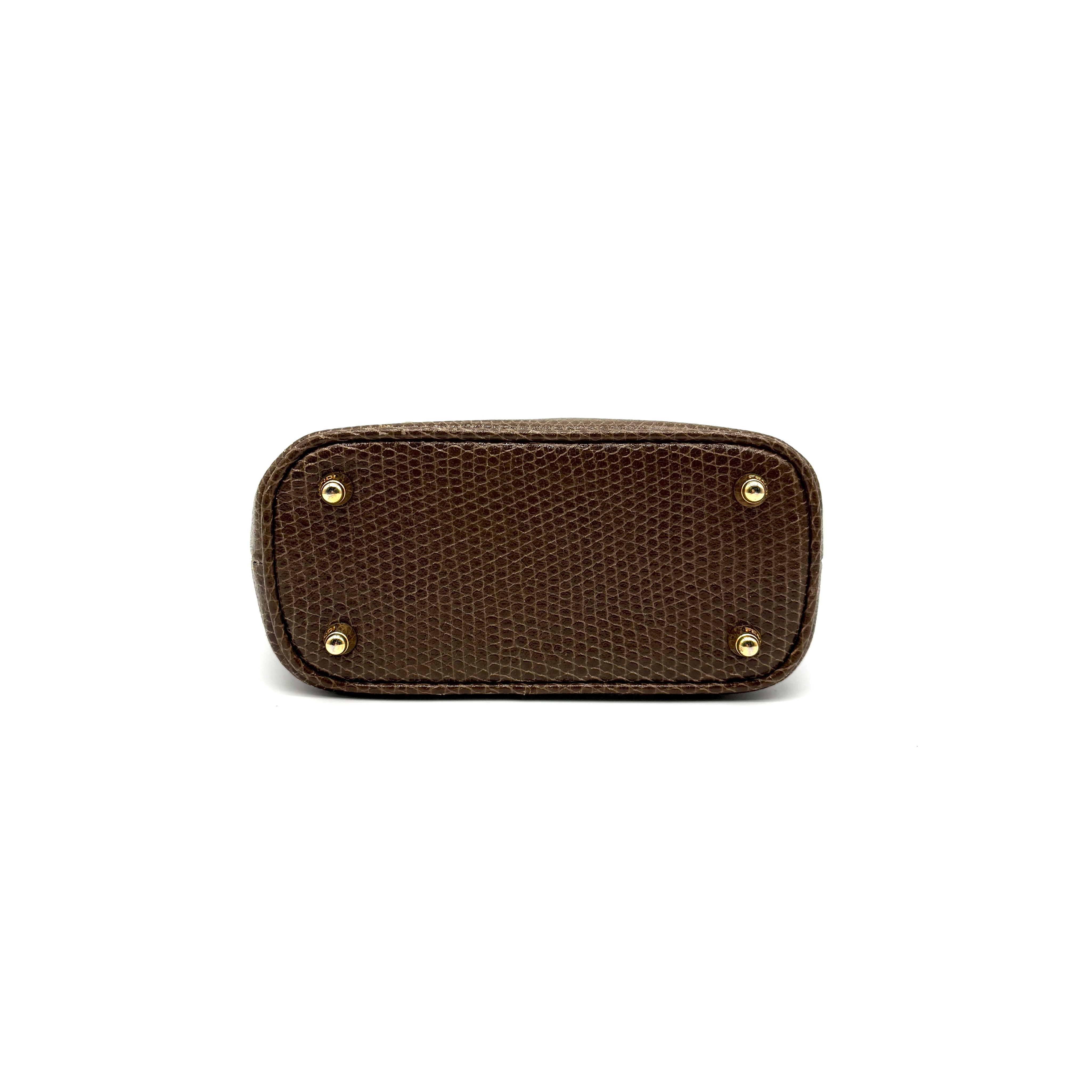 Fendi | Selleria Lizard Bowling Bag | Micro Top Handle | Gold-Tone