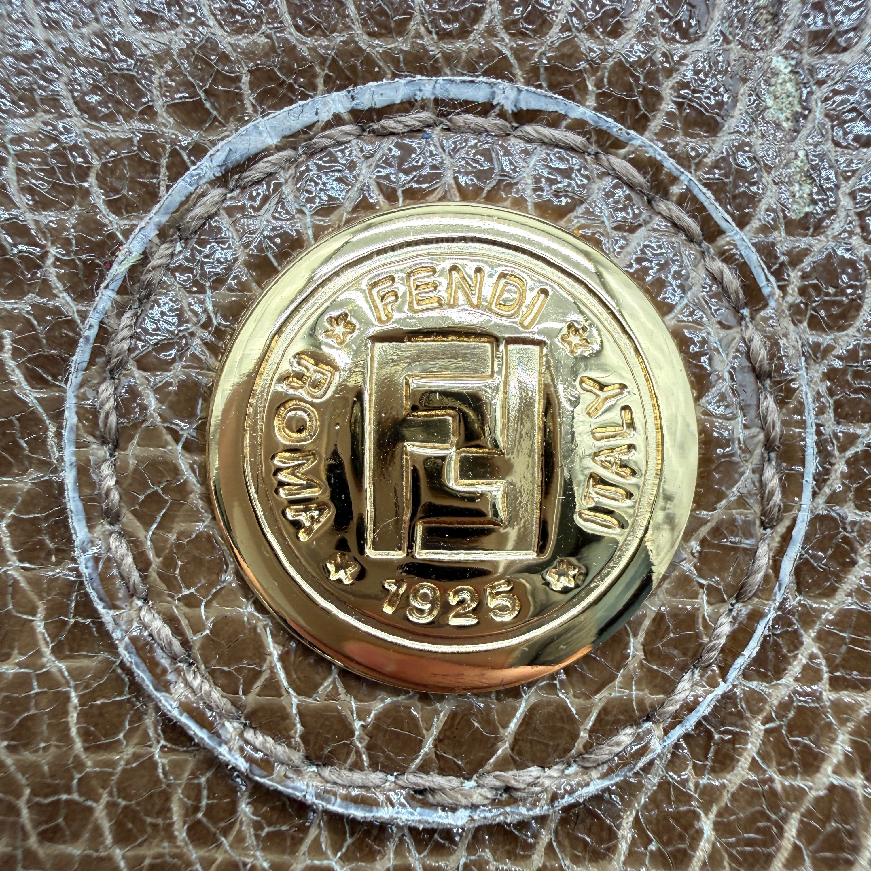 Fendi | Selleria Lizard Bowling Bag | Micro Top Handle | Gold-Tone