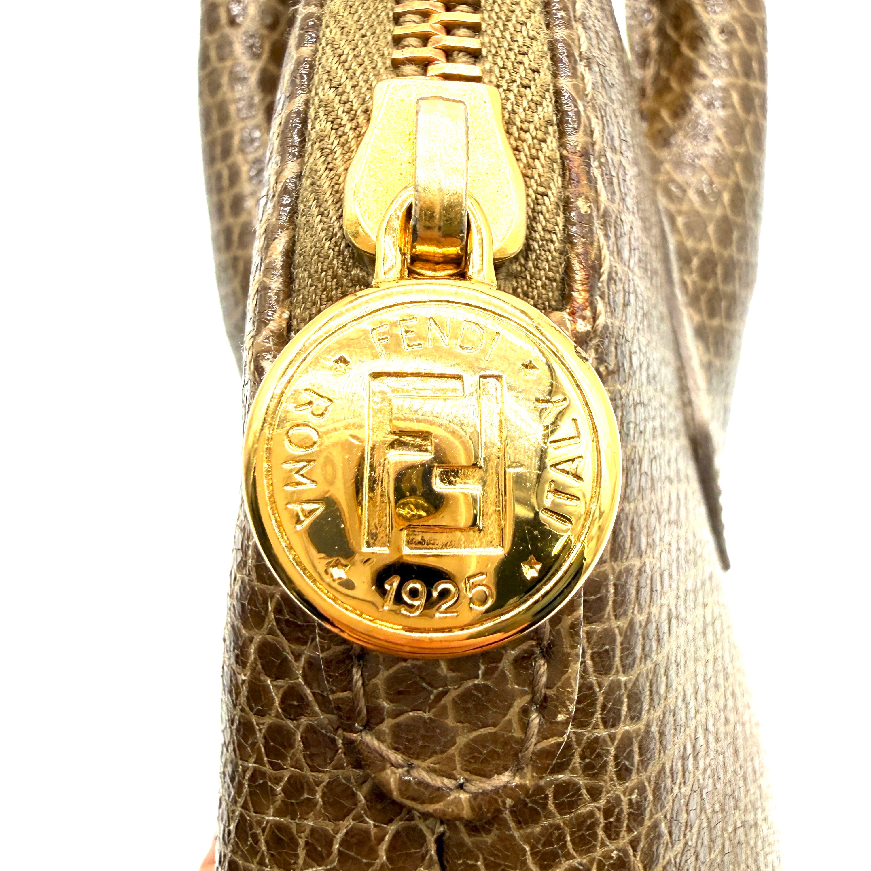 Fendi | Selleria Lizard Bowling Bag | Micro Top Handle | Gold-Tone
