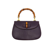 Gucci | 1947 Bamboo Turnlock Saddle Bag | Plum Leather (Small)