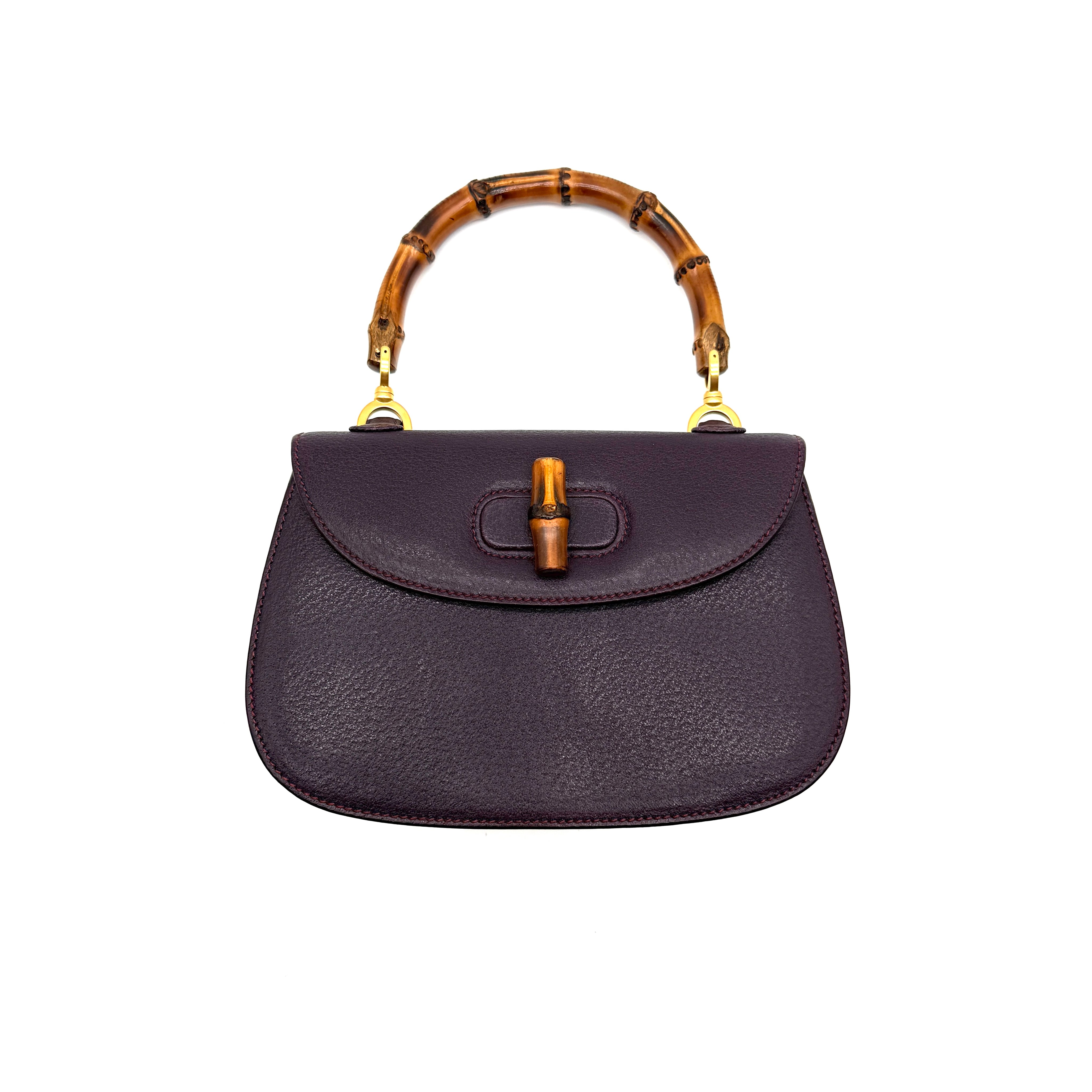 Gucci | 1947 Bamboo Turnlock Saddle Bag | Plum Leather (Small)