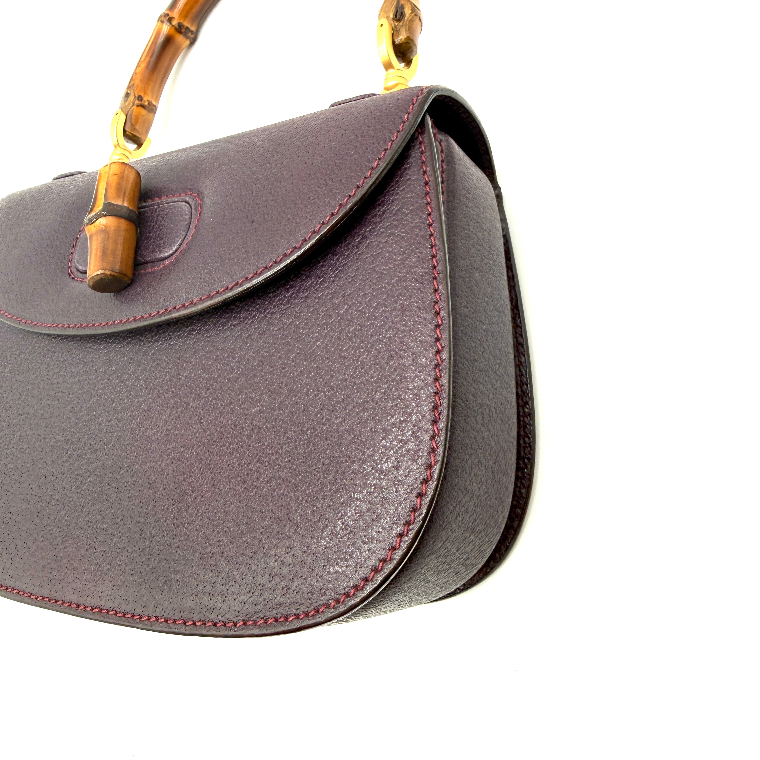 Gucci | 1947 Bamboo Turnlock Saddle Bag | Plum Leather (Small)