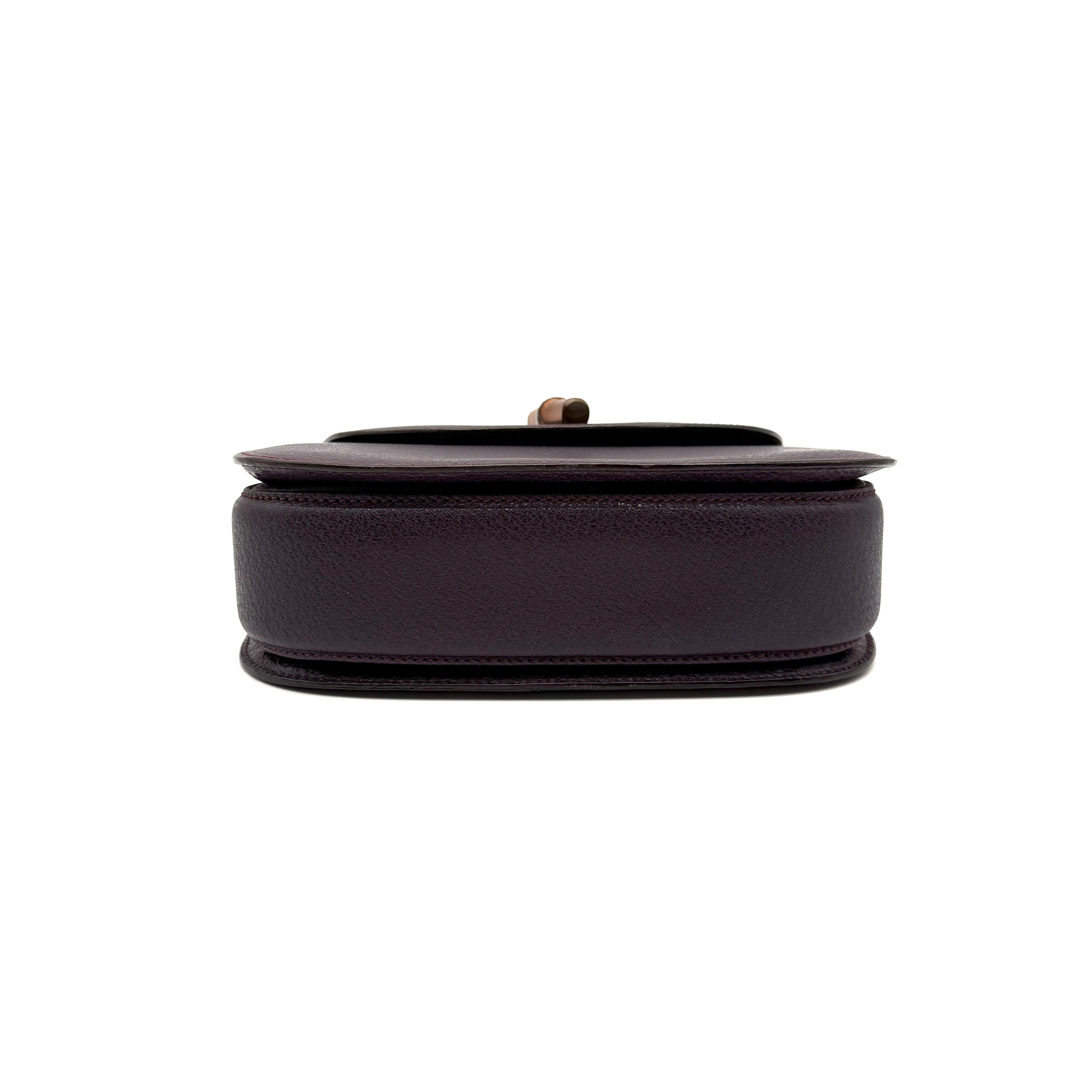 Gucci | 1947 Bamboo Turnlock Saddle Bag | Plum Leather (Small)