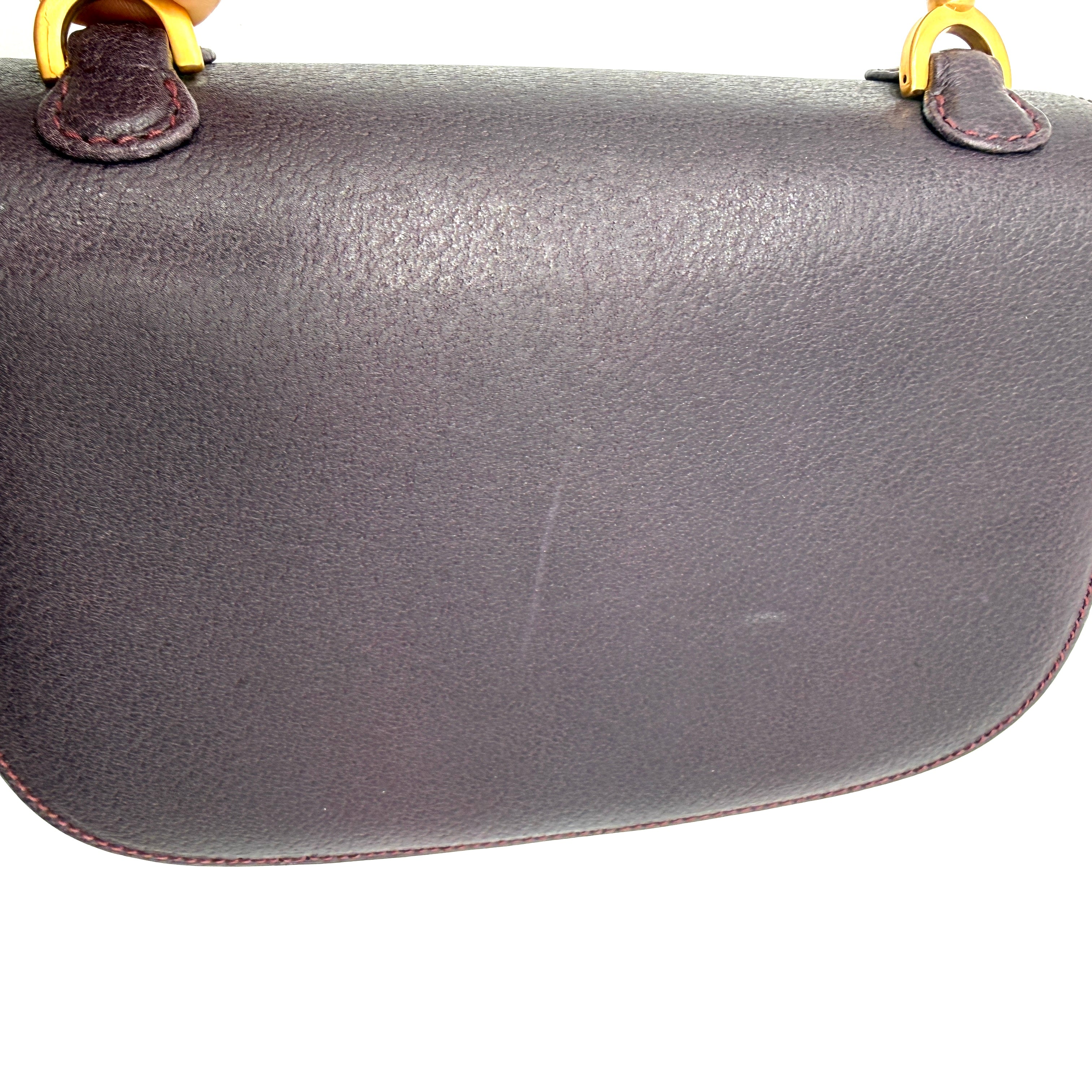 Gucci | 1947 Bamboo Turnlock Saddle Bag | Plum Leather (Small)