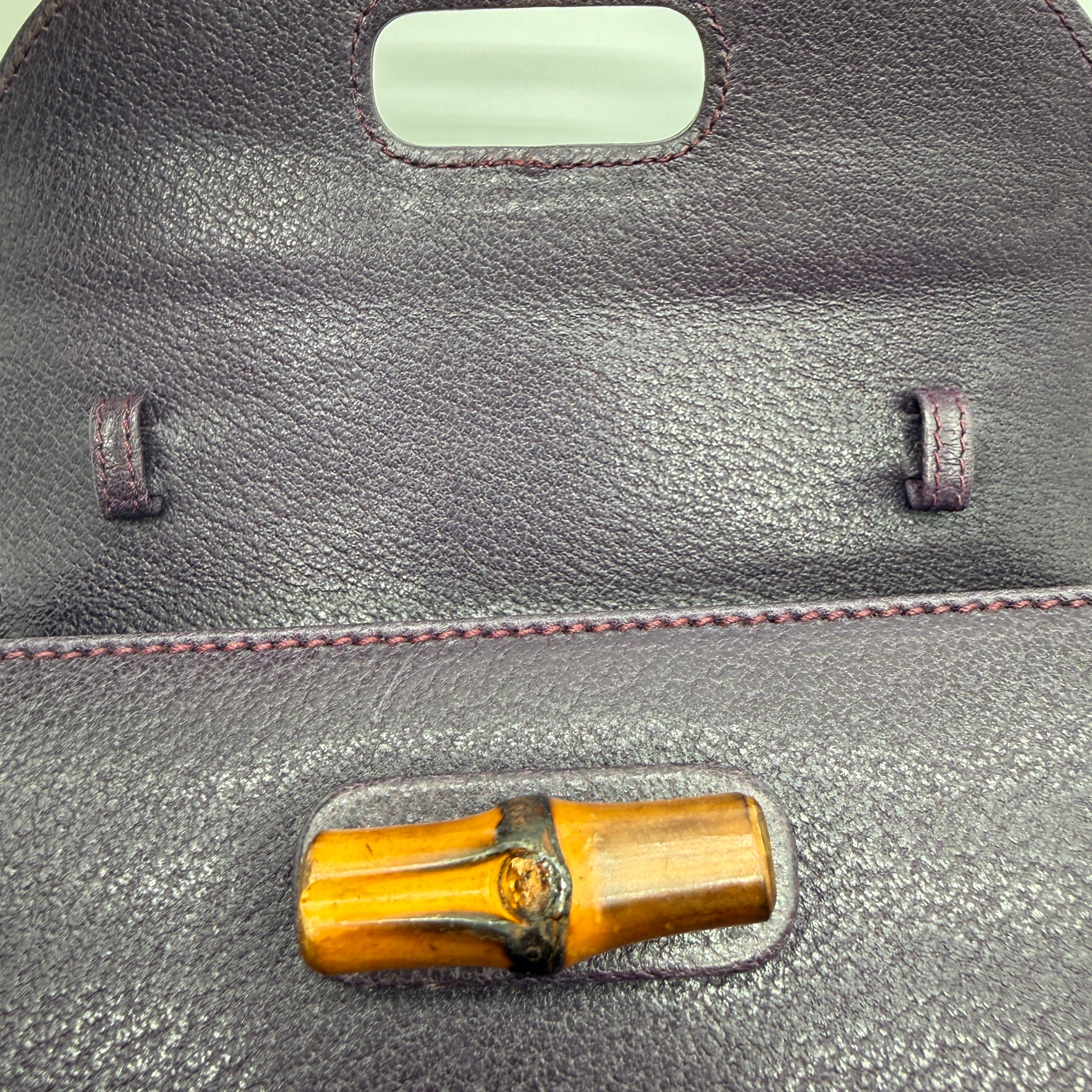 Gucci | 1947 Bamboo Turnlock Saddle Bag | Plum Leather (Small)