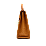 Gucci | Ostrich Kelly-Style Bag | Top Handle | Gold-Tone Lock (30cm)