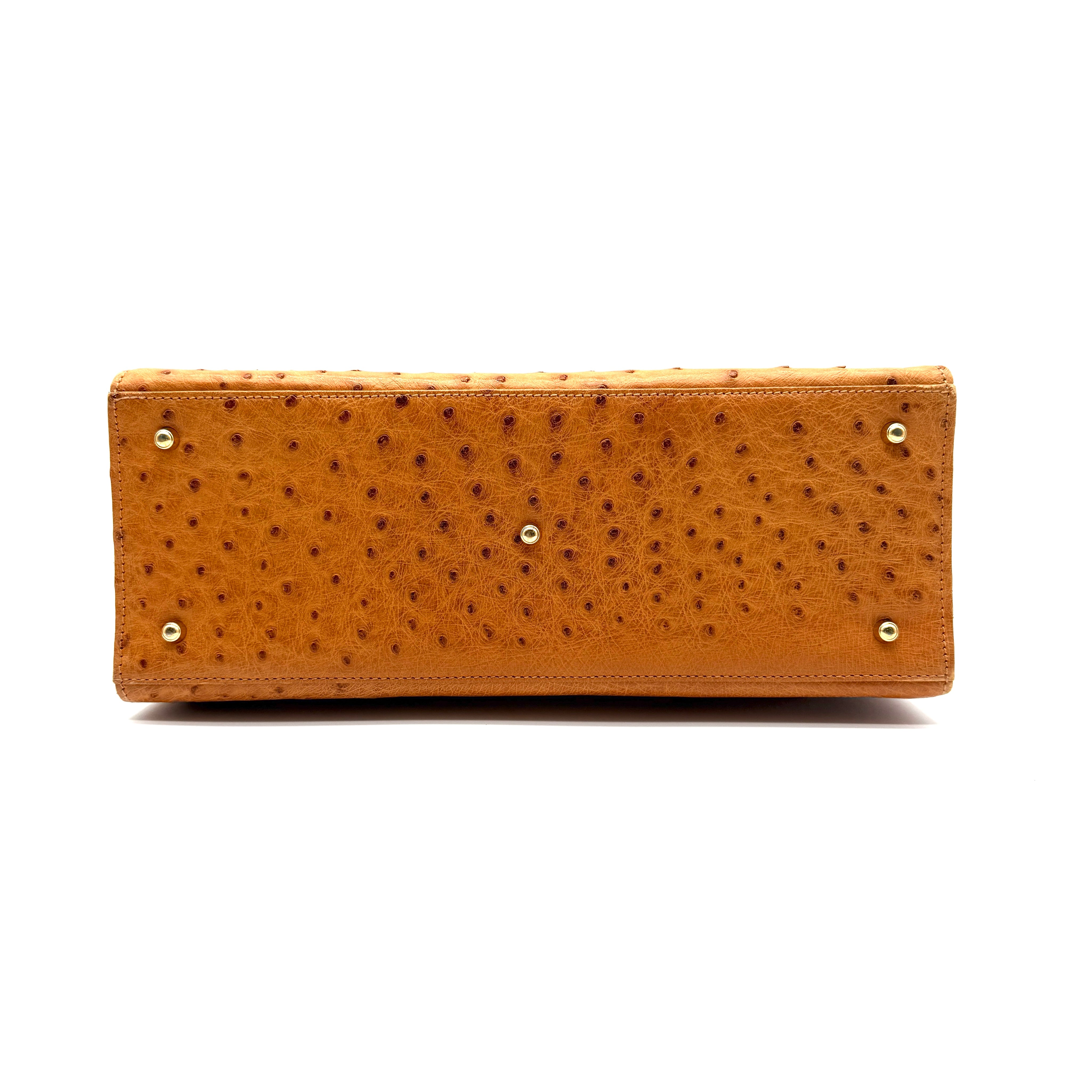 Gucci | Ostrich Kelly-Style Bag | Top Handle | Gold-Tone Lock (30cm)